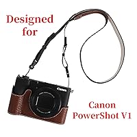 Canon　牛革カバー付きカメラ Amazon.co.jp: VOVMOEYA カメラハーフケース Canon PowerShot V1